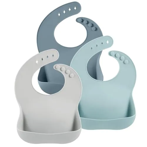 PandaEar Bibs Silikonlätzchen 3er Pack Blau Grau