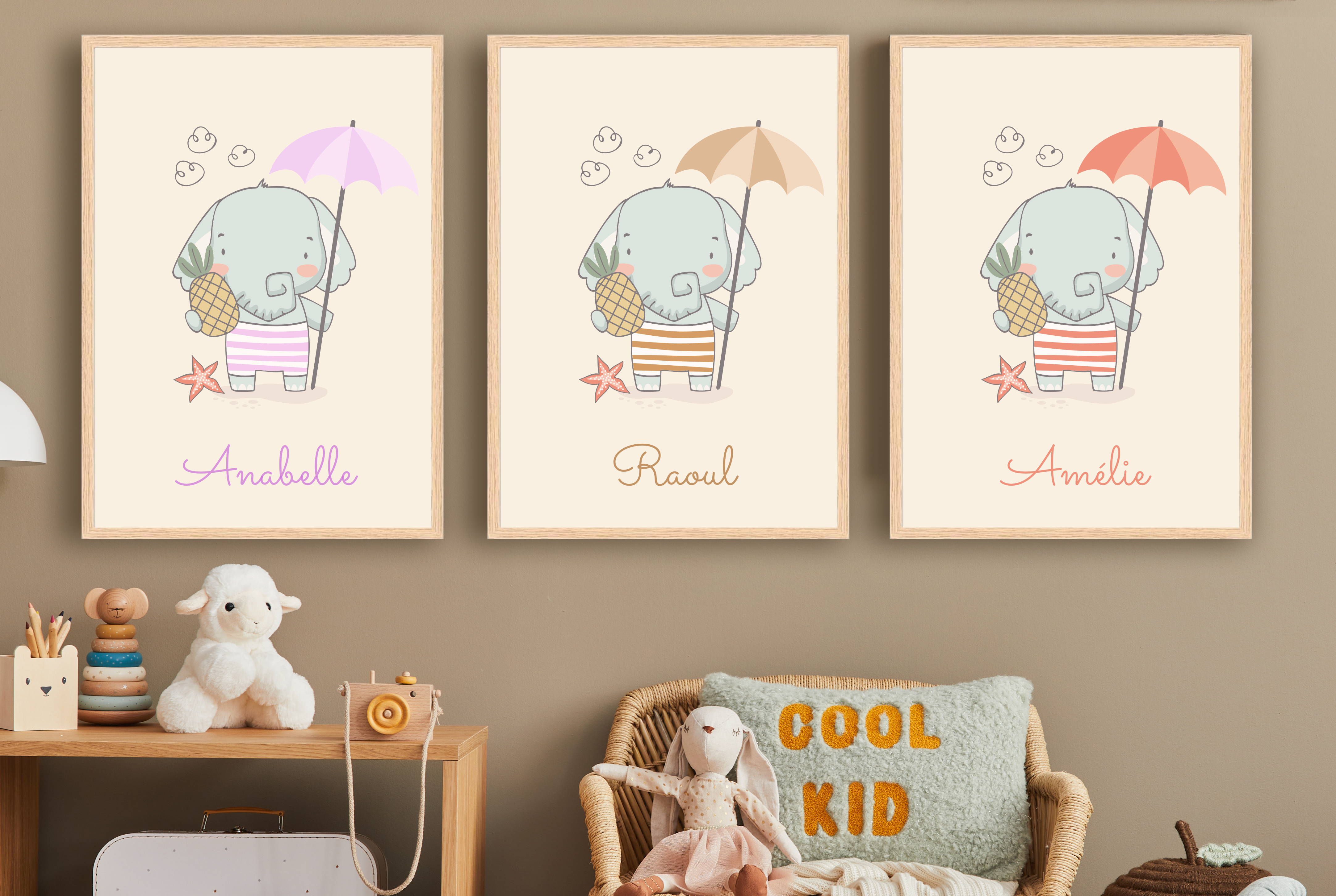 Les Petits Citrons La Papeterie Poster Elefant personalisiert mit Name A4