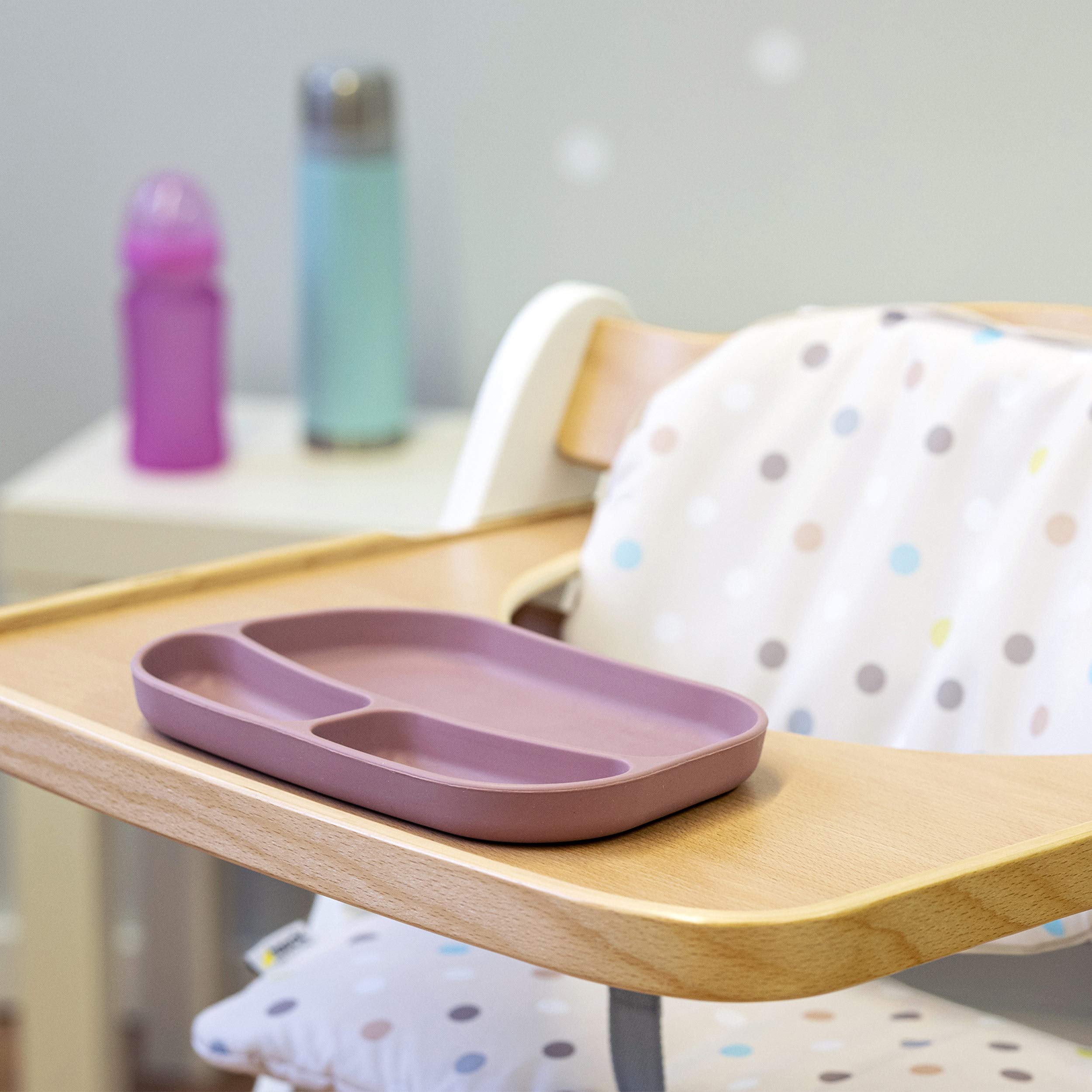 MiaMia Kindergeschirr Teller 3 Fächer Rose Silikon