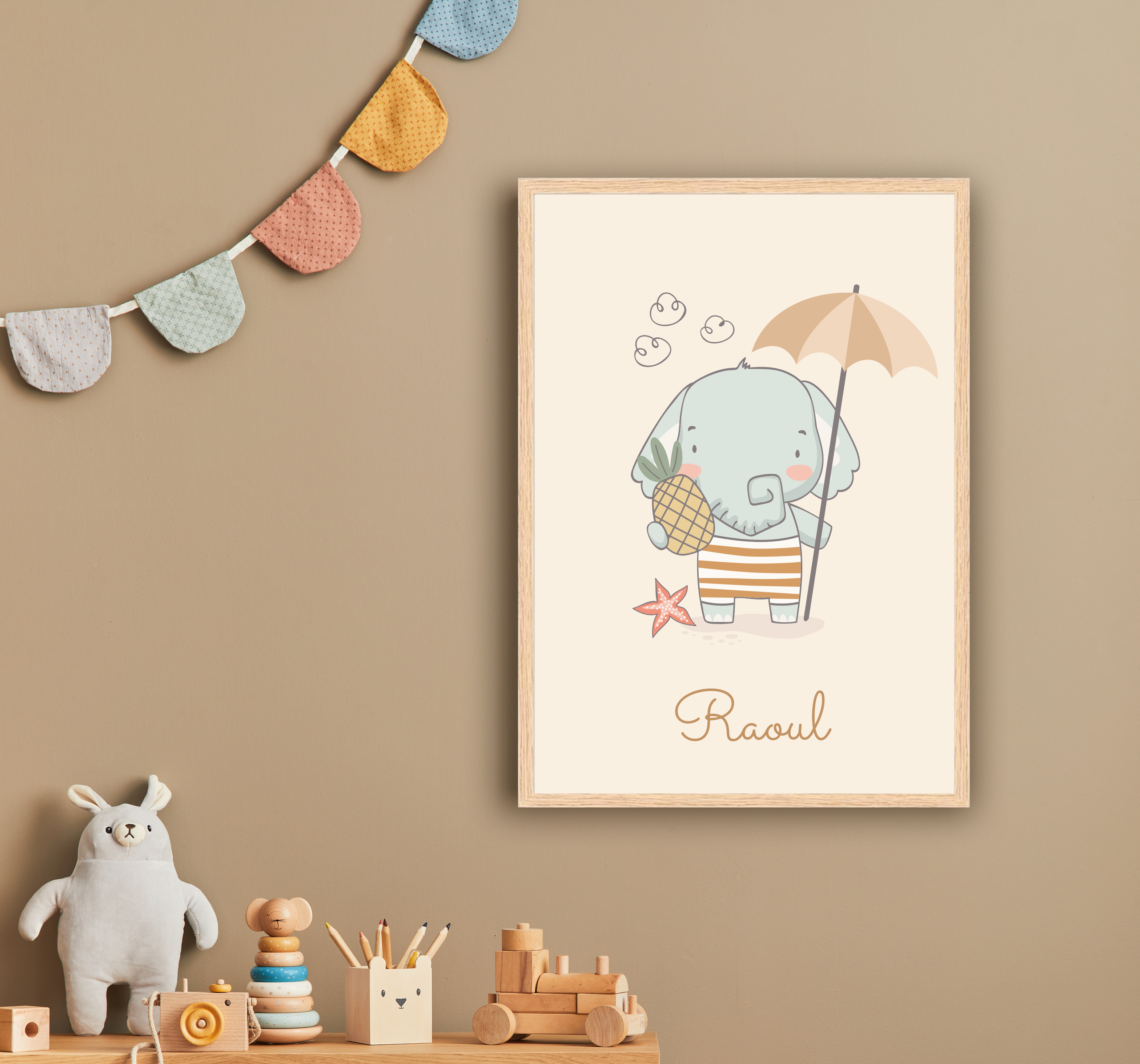 Les Petits Citrons La Papeterie Poster Elefant personalisiert mit Name A4