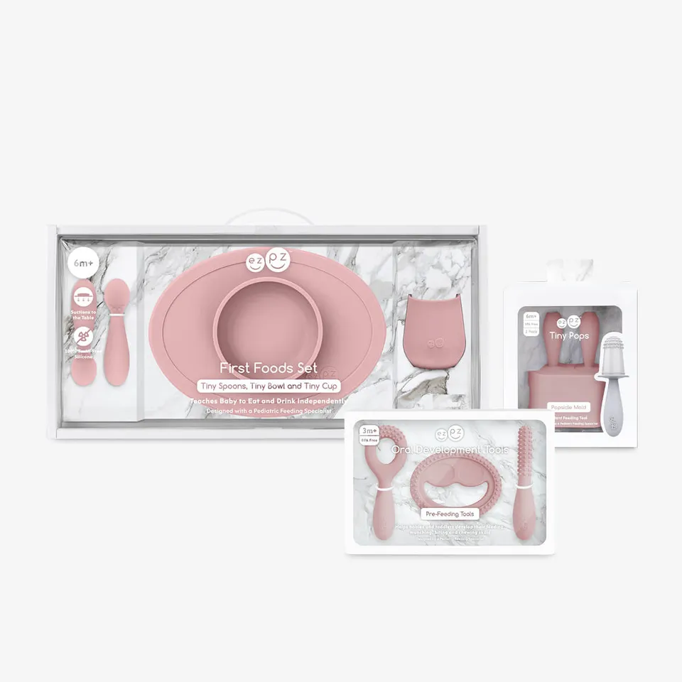 ezpz Kits Ultimate Baby Shower Bundle Geschirr Blush