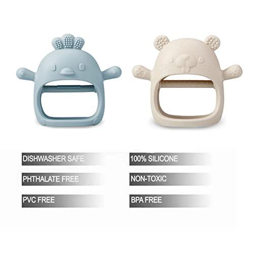 PandaEar Teethers Beißring 2er Pack Blau Rosa