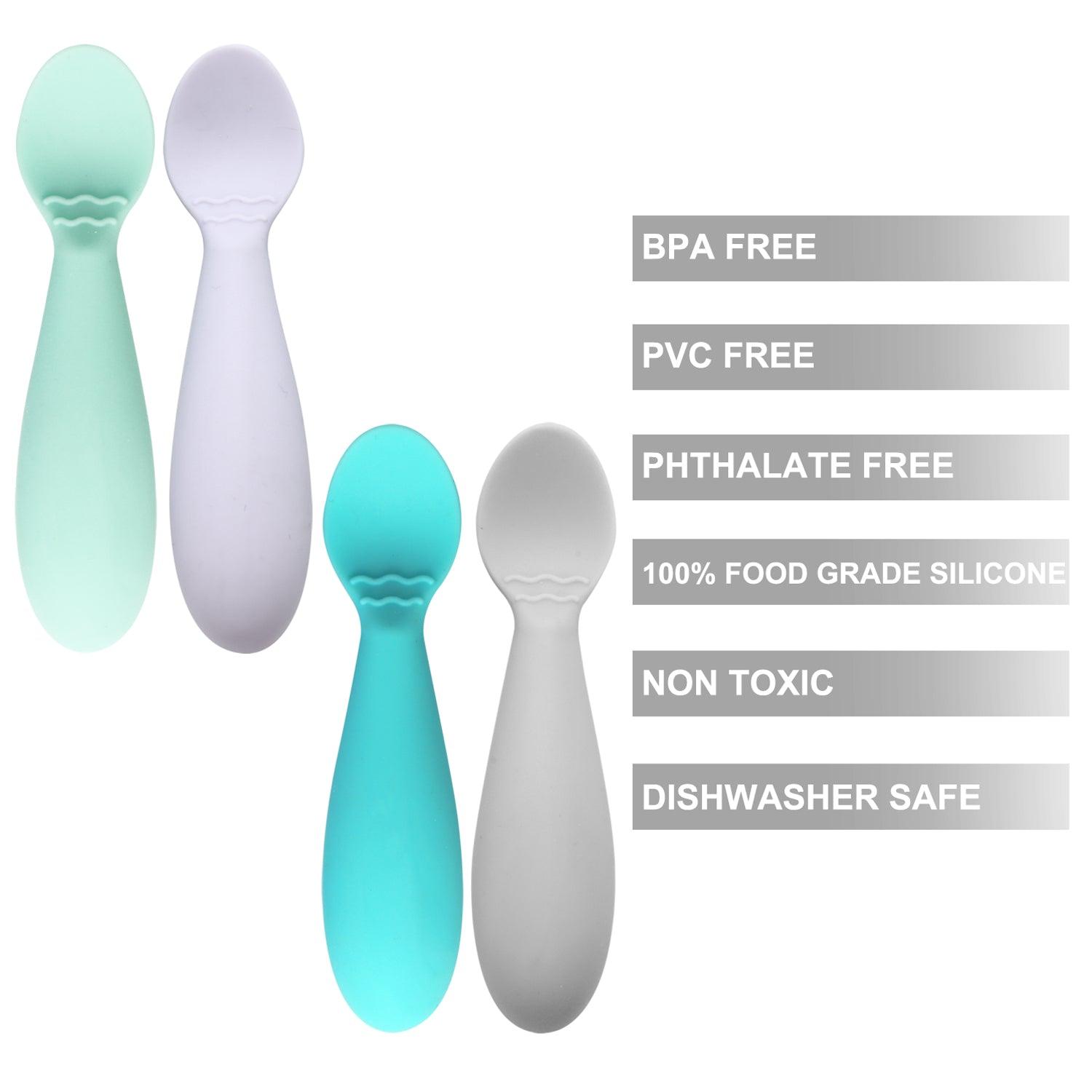 PandaEar Utensils Babylöffel 4er Silikon mit Stopper