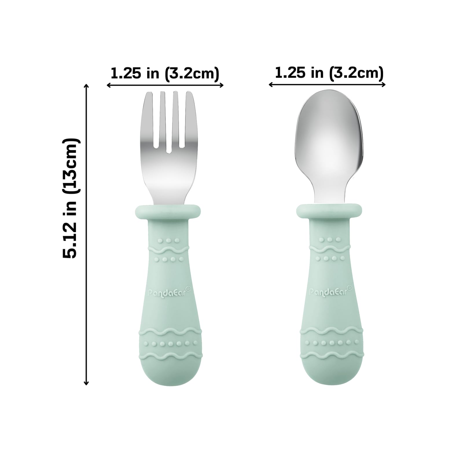 PandaEar Feeding Set Silikon Blau Weiß Teller Besteck