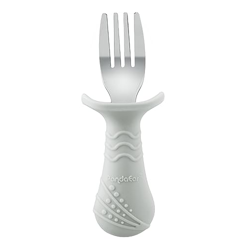 PandaEar Utensils Kinderbesteck 6er Beige Walnuss Grau Edelstahl