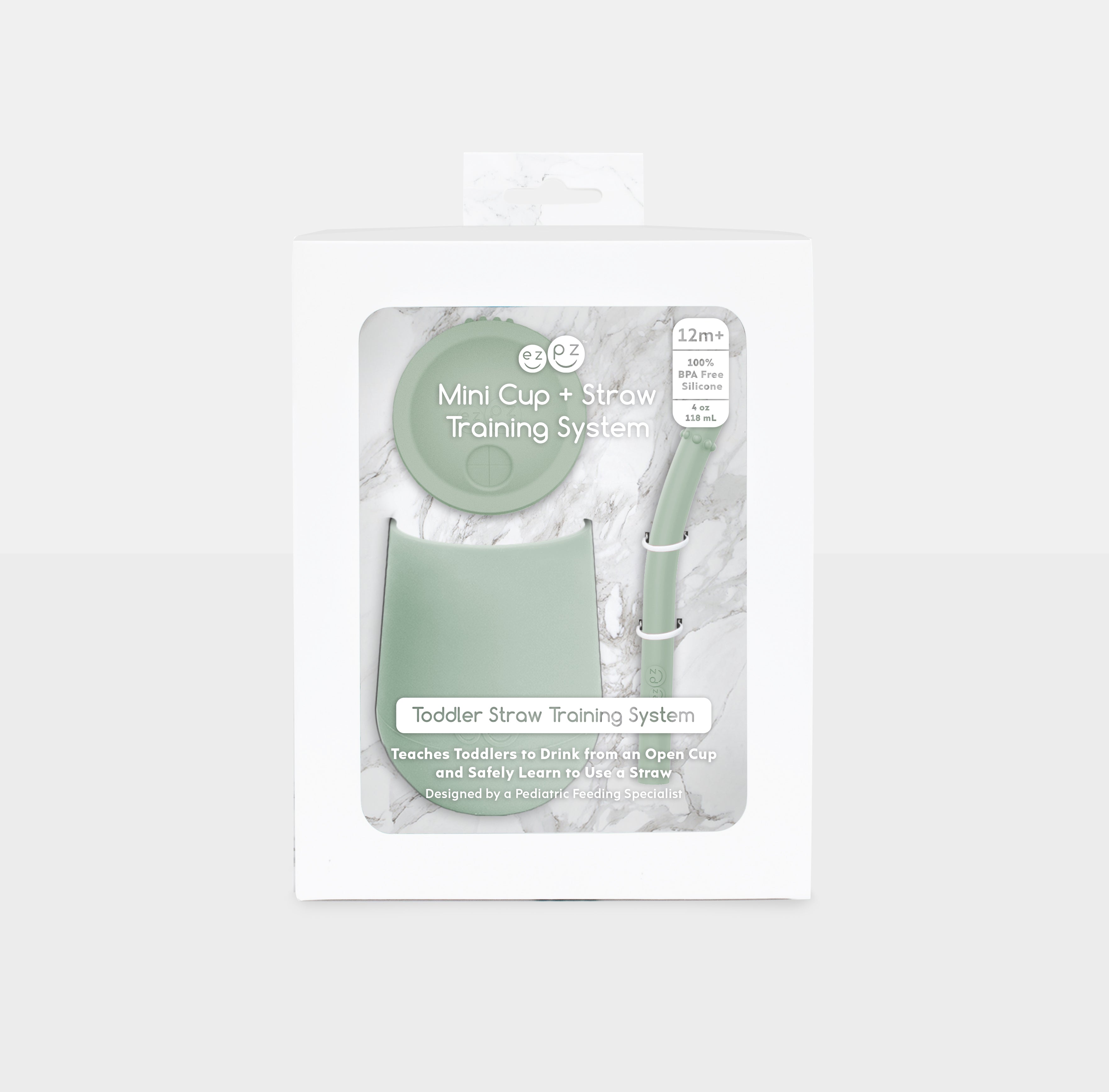 ezpz Mini Collection Mini Cup Trinkbecher Pewter mit Strohhalm