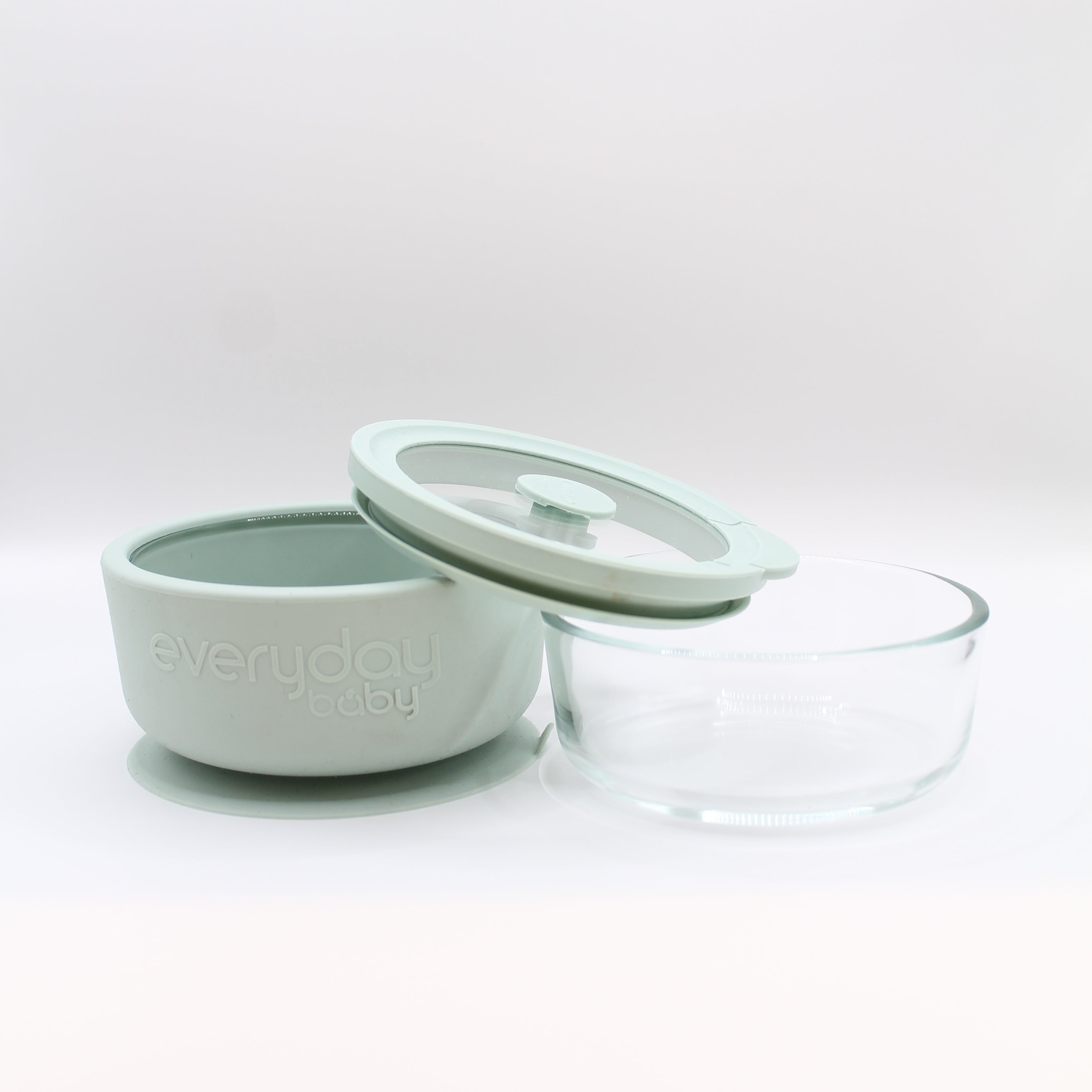 Everyday Baby Tableware Glasschale Saugnapf Deckel Rosa