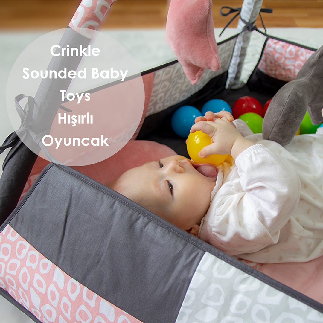 BabyJem Oyuncak Spielteppich 140 cm Baumwolle altrosa 2in1 Sack