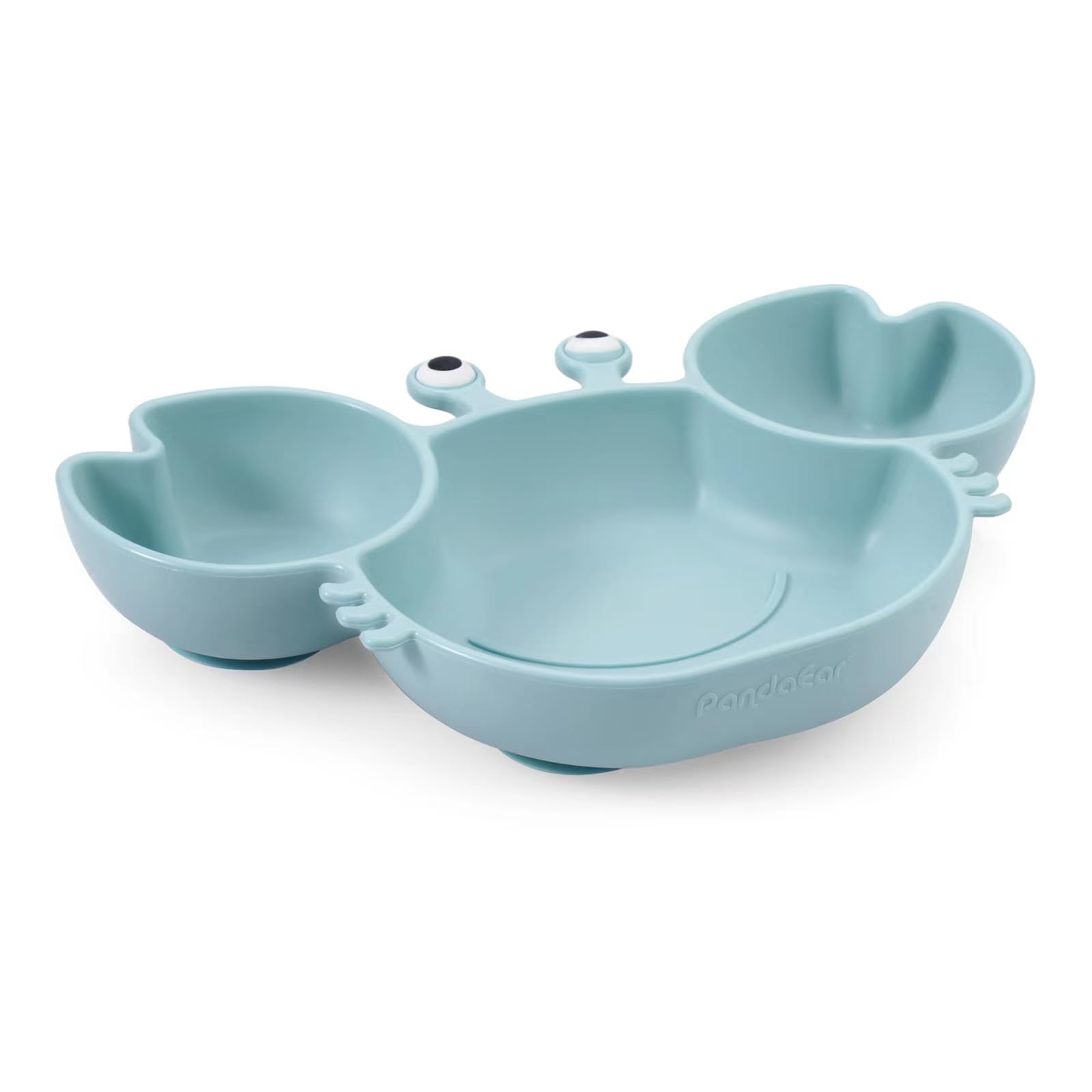PandaEar Feeding Set Saugteller Krabbe Silikon Blau Pink Löffel