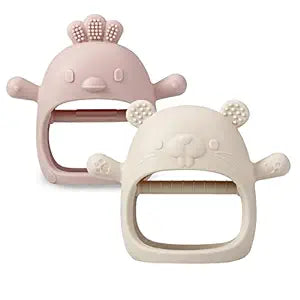 PandaEar Teethers Beißring 2er Pack Blau Rosa