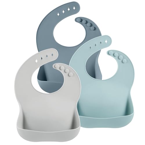 PandaEar Bibs Silikonlätzchen 3er Pack Blau Grau