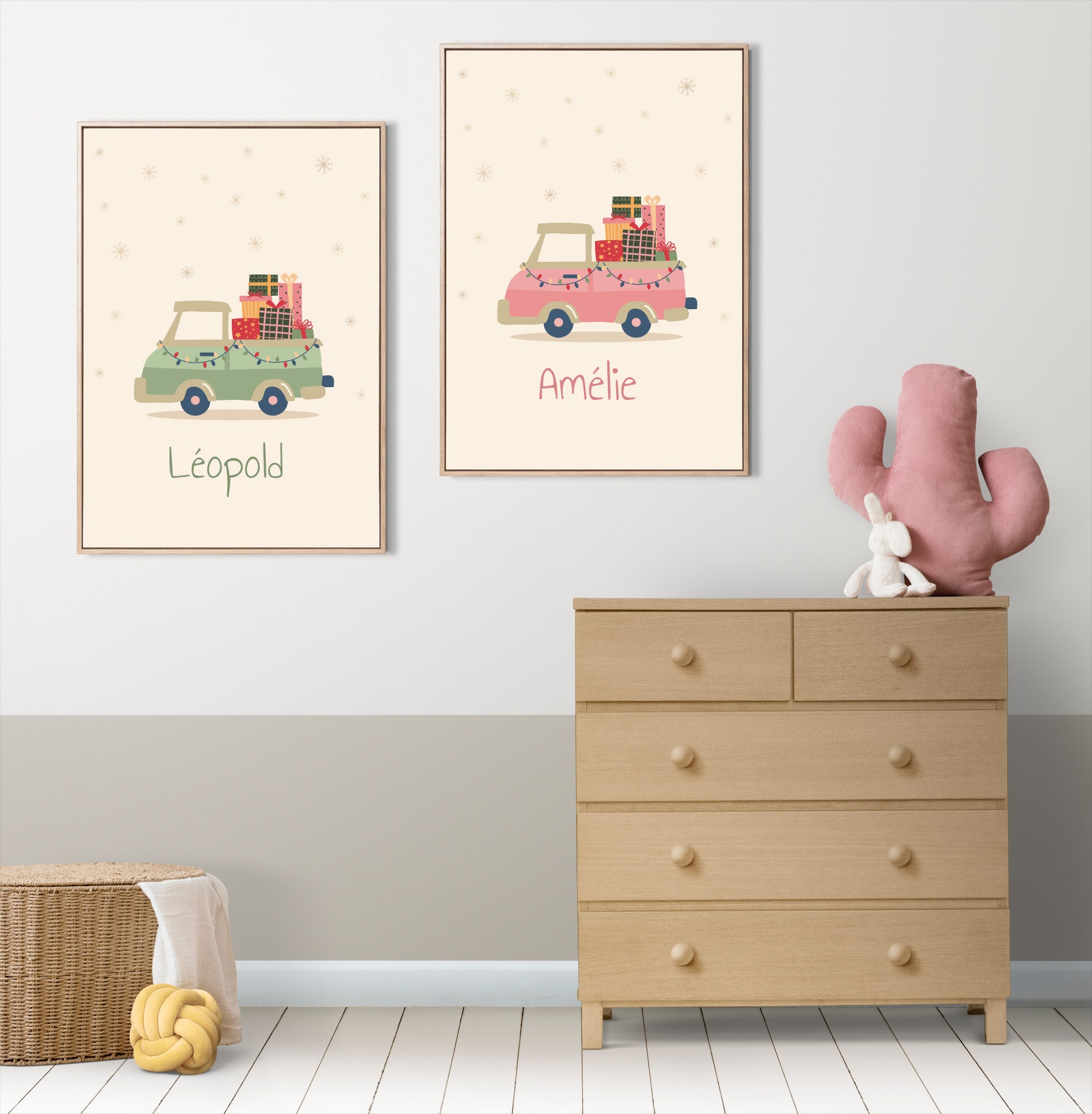 Les Petits Citrons La Papeterie Weihnachtsauto Poster A4 Rahmen