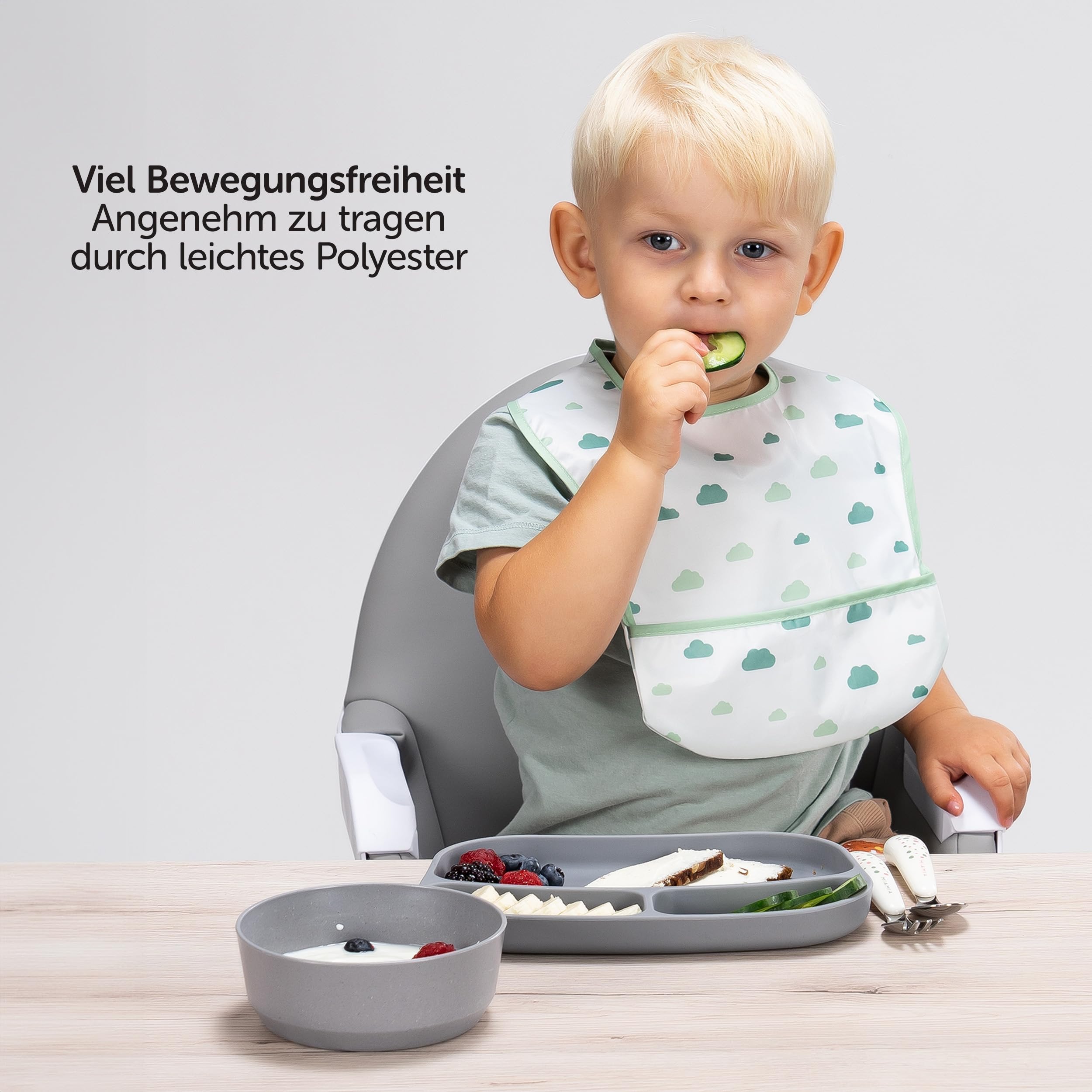 MiaMia Lätzchen 5er Set ärmellos Grün Esslernen
