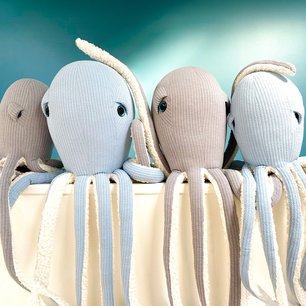 Les Petits Citrons Le Jeu Marius Octopus Plüsch Blau Groß 85 cm