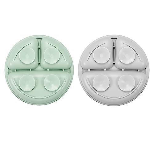 PandaEar Feeding Set Saugteller Löffel 4tlg Grau Grün