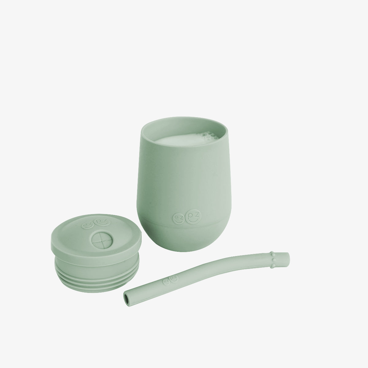 ezpz Mini Collection Mini Cup Trinkbecher Pewter mit Strohhalm