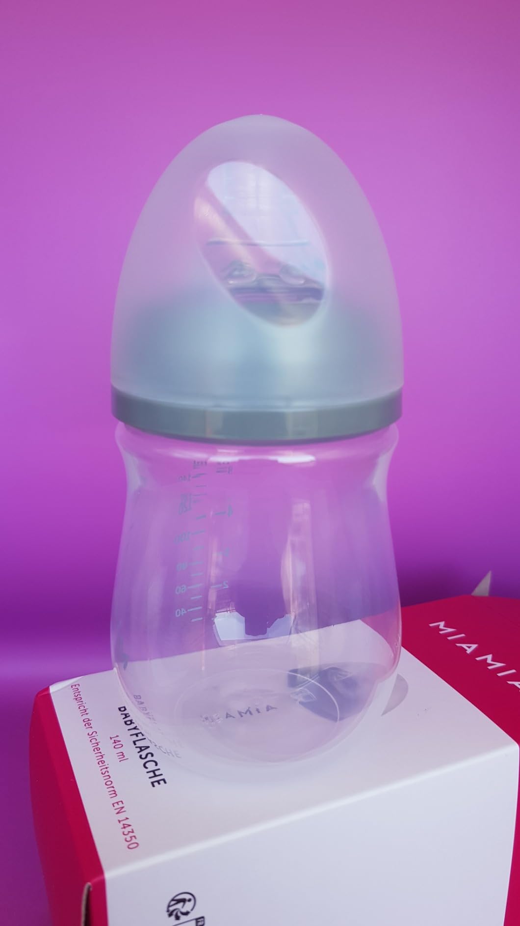 MiaMia Flaschen Sauger Babyflasche 3x140ml Grau Anti-Kolik