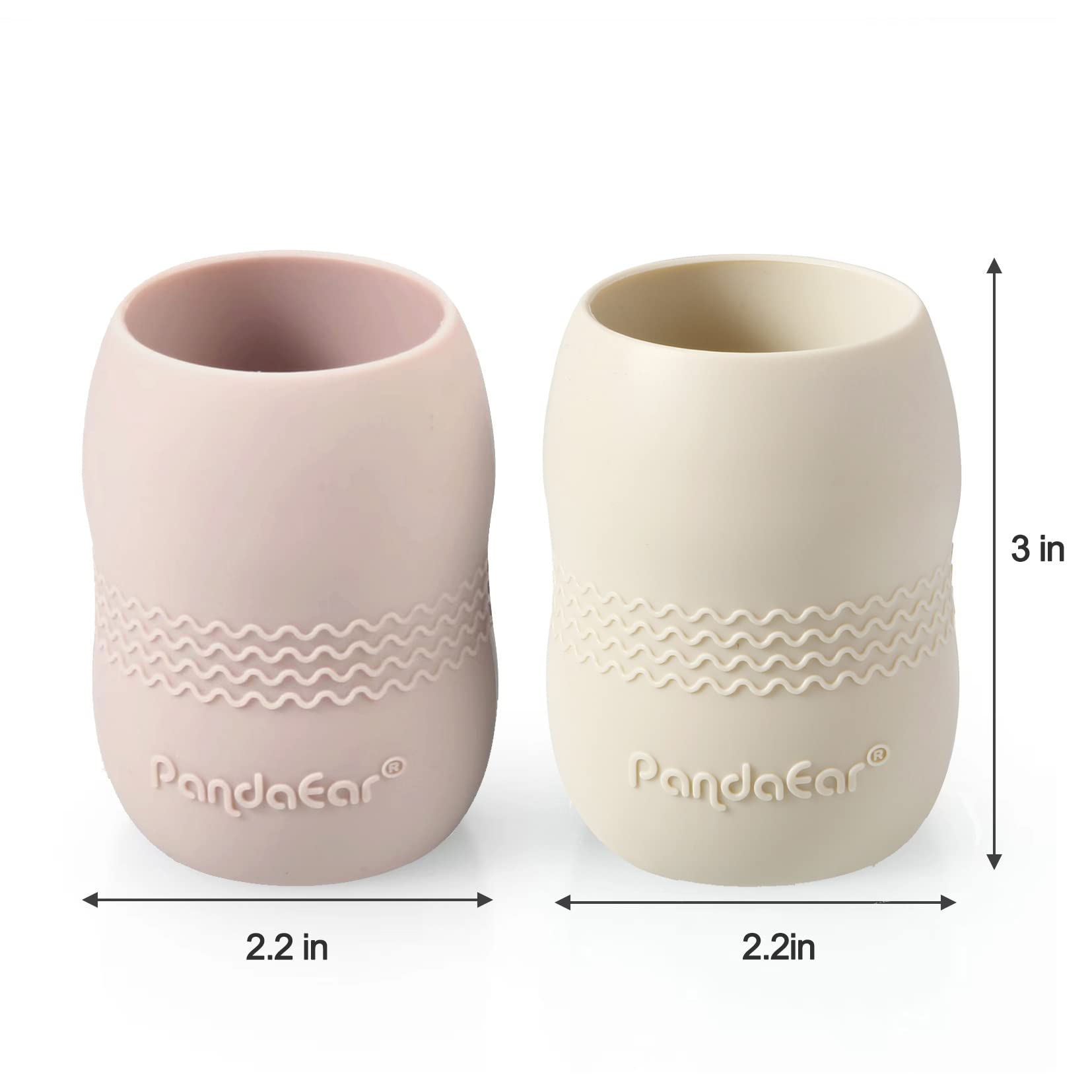 PandaEar Feeding Set Geschirr Silikon Beige/Rosa 6-tlg Saugnapf