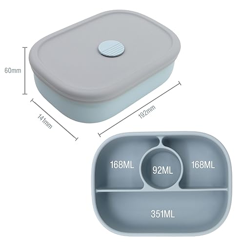 PandaEar Food Storage Bento Box Brotdose Blau 4 Fächer