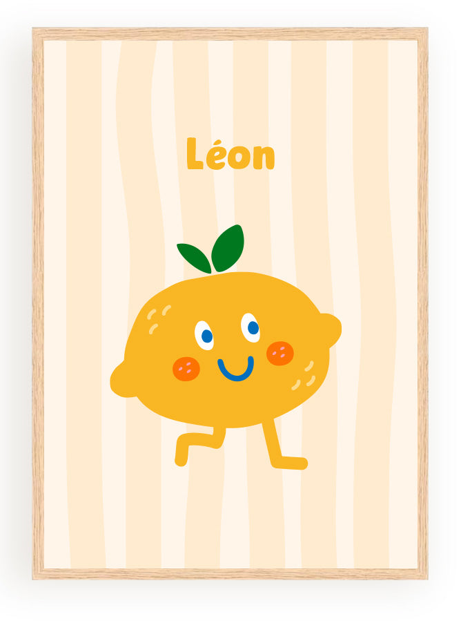 Les Petits Citrons La Papeterie Fruits Poster A4 mit Rahmen Zitrone