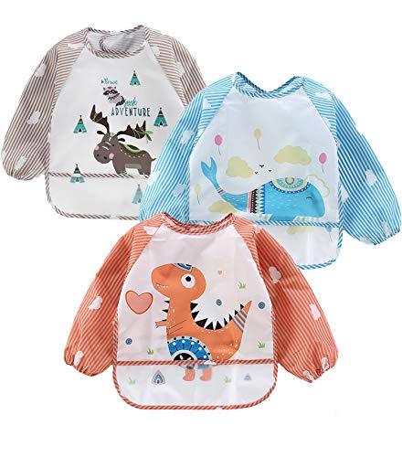 PandaEar Lätzchen mit Ärmeln Bunt 3er-Set 12-36 M.