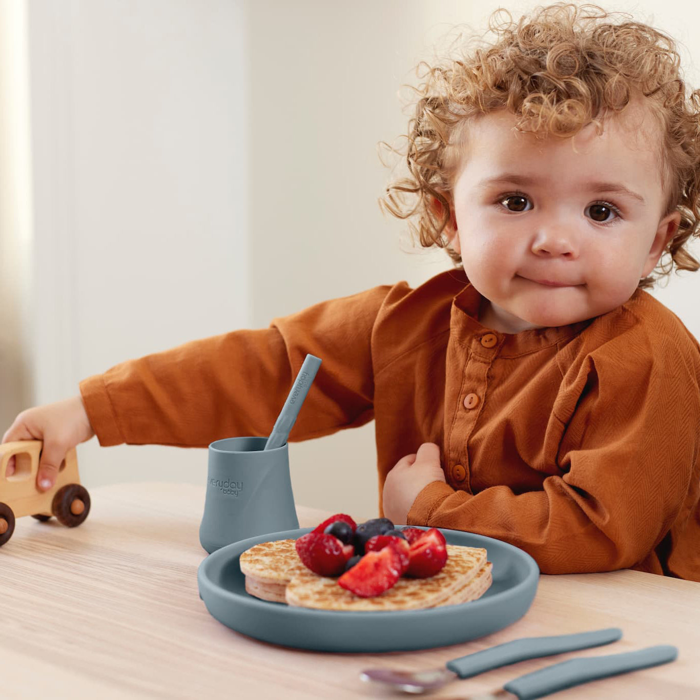 everyday baby Tableware Silikonteller Nature Red saugfest LFGB