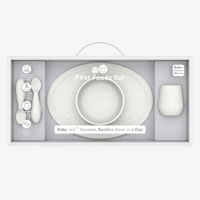 ezpz Basics First Foods Set Babygeschirr Silikon Confetti
