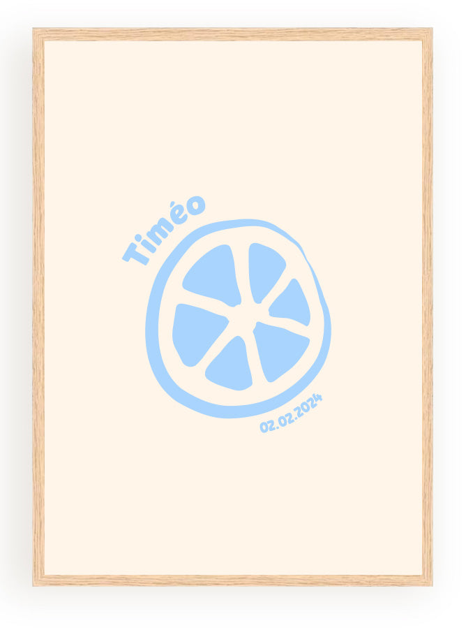 Les Petits Citrons La Papeterie Minimaliste Citron Poster mit Namen