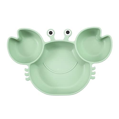 PandaEar Feeding Set Teller Löffel Silikon Blau/Grün Saugnapf