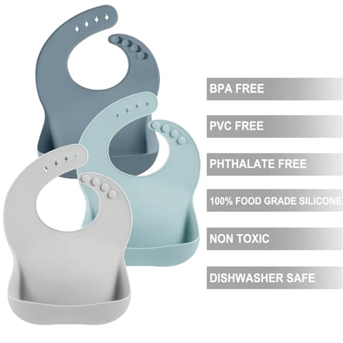 PandaEar Bibs Silikonlätzchen 3er Pack Blau Grau