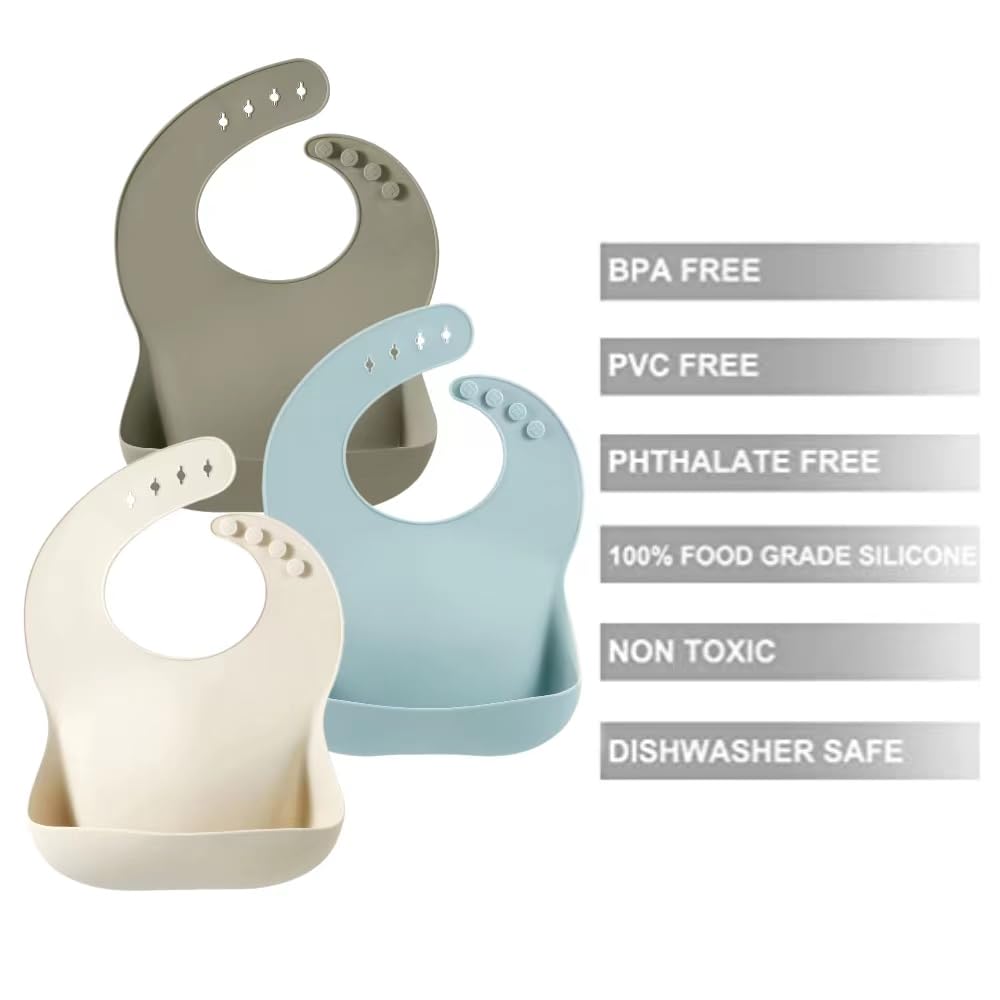 PandaEar Bibs & Burp Cloths Baby Lätzchen 3er Silikon mit Tasche