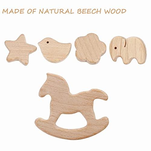 PandaEar Schnullerclip Silikon Holz Clip Schnullerkette 4er sicher