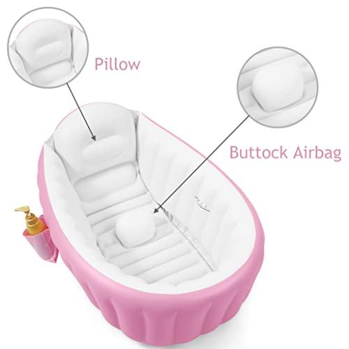 PandaEar Babybadewanne Aufblasbar Pink 0-36 Monate Pumpe