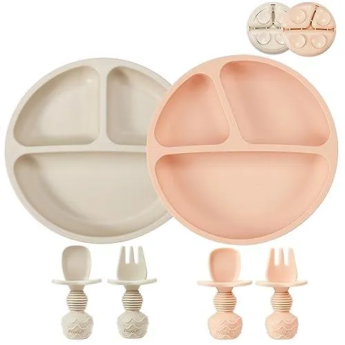 PandaEar Feeding Set Saugteller 6-tlg Silikon BPA-frei