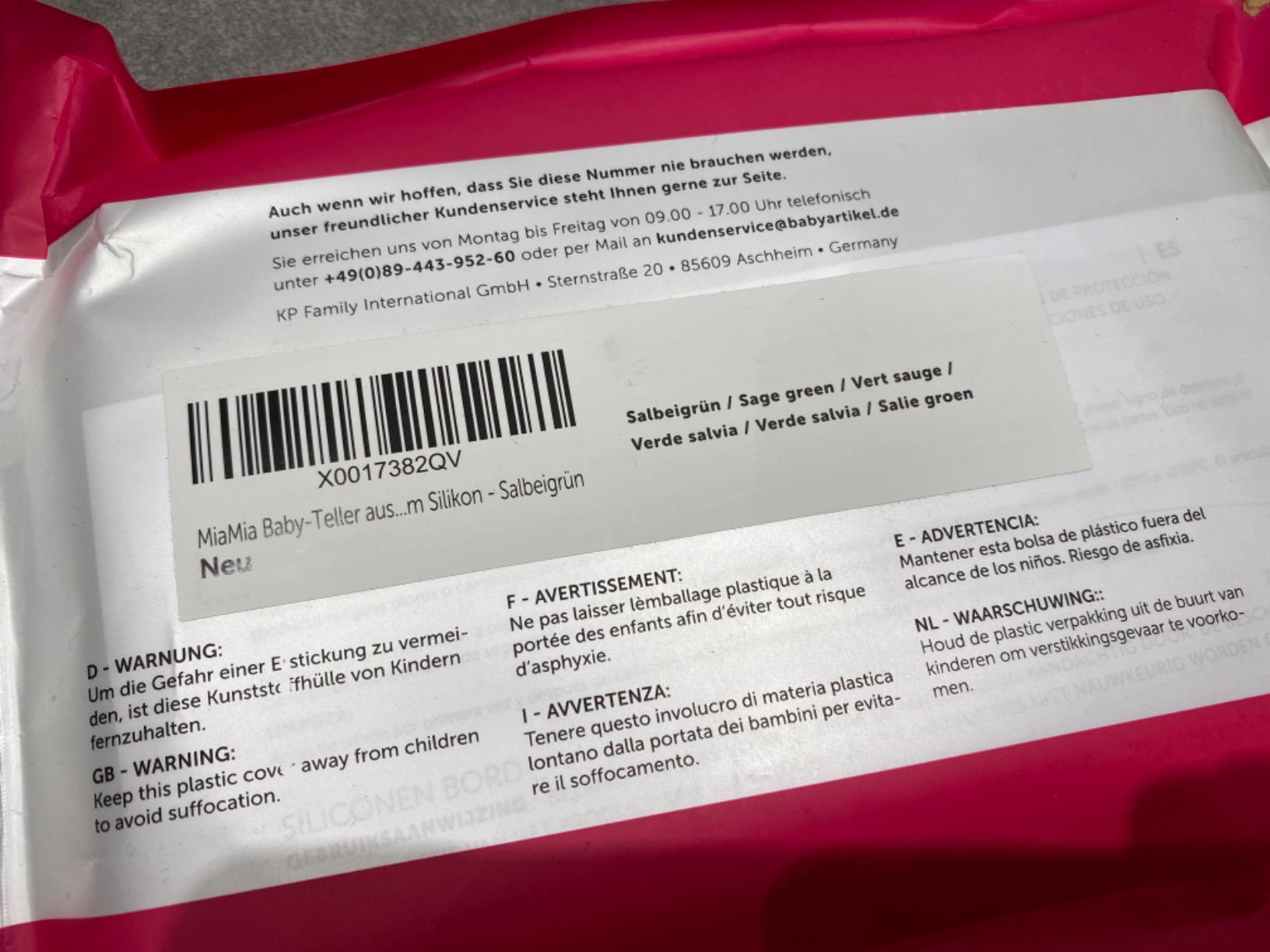 MiaMia Kindergeschirr Teller 3 Fächer Rose Silikon