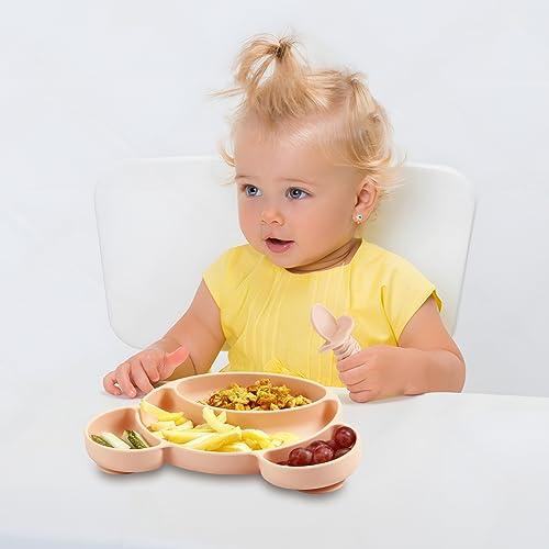 PandaEar Utensils Bär Löffel Gabeln Silikon Beige 6er Set