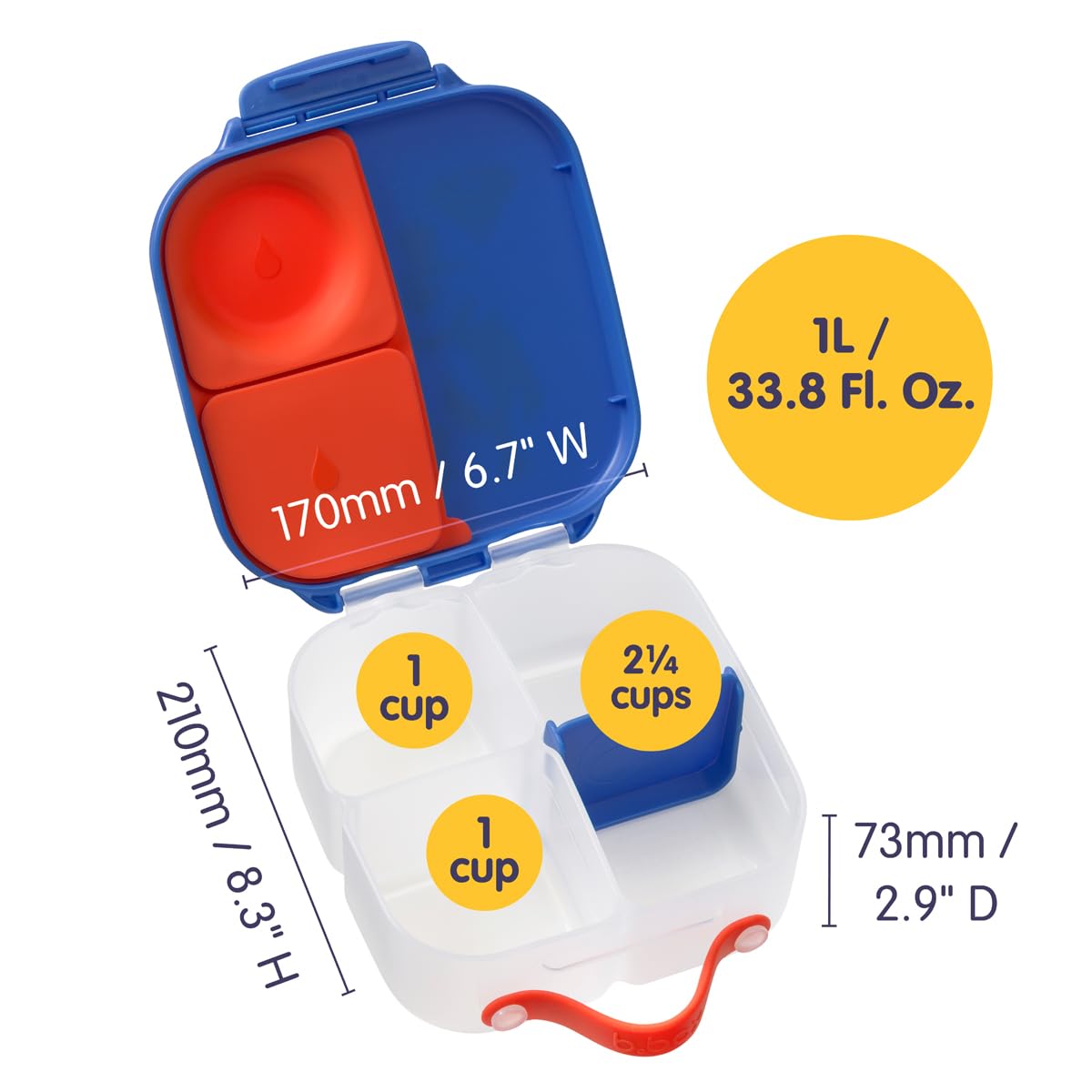 b.box Mini Lunchbox Bento Brotdose 3 Fächer auslaufsicher