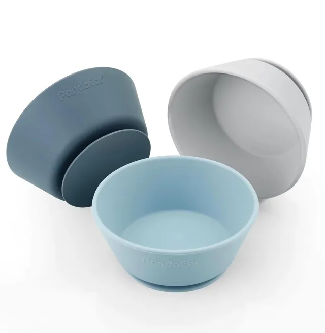 PandaEar Bowl Saugschüssel Silikon 3er Blau/Grau saugfest