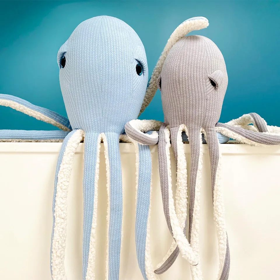 Les Petits Citrons Le Jeu Marius Octopus Plüsch Blau Groß 85 cm