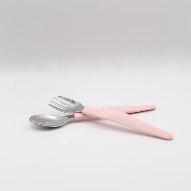everyday baby Tableware Kinderbesteck Hellbeige Edelstahl Silikon