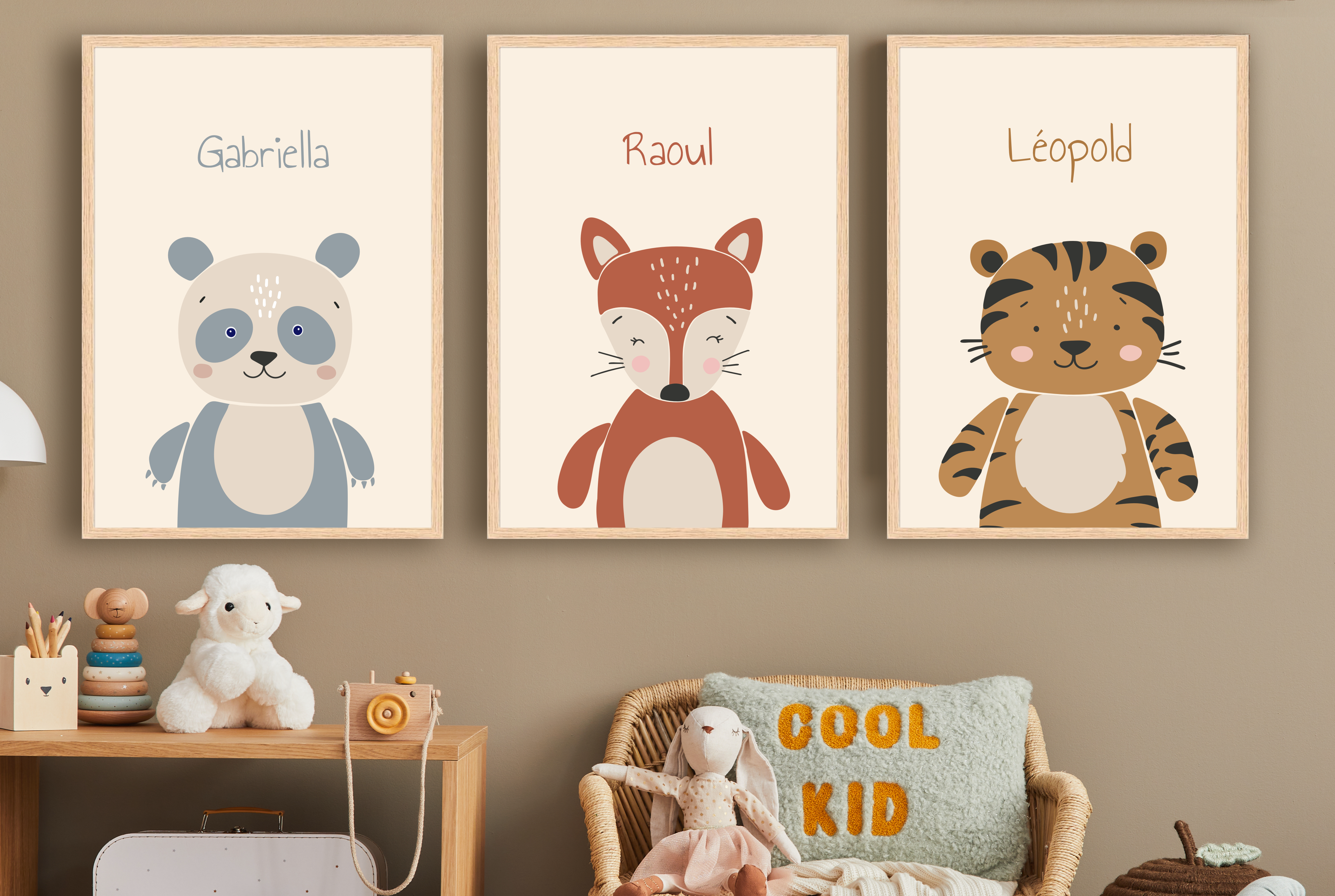 Les Petits Citrons La Papeterie Tiere Poster mit Namen A4