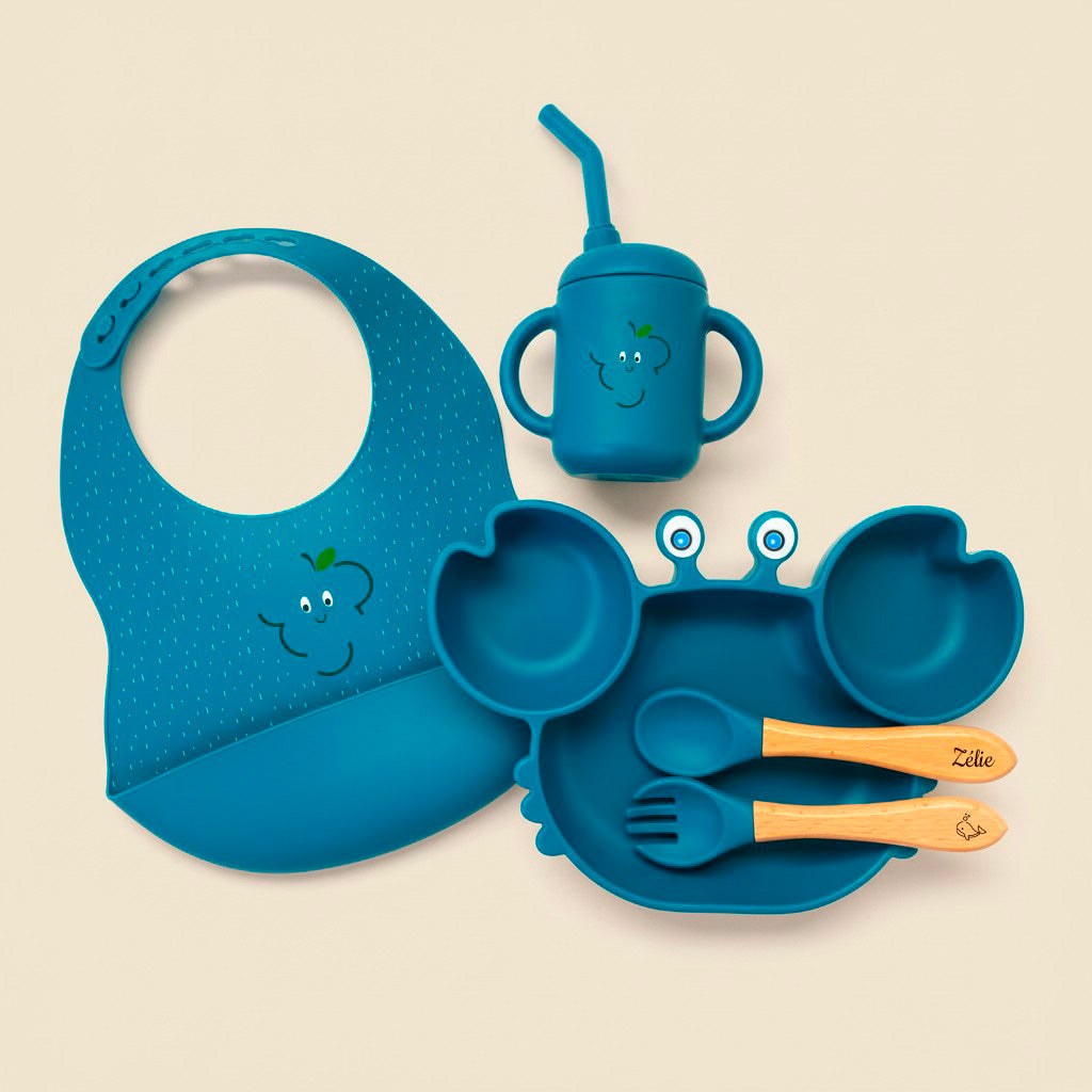 Les Petits Citrons Le Repas Gabin Crabe Esslern-Set blau