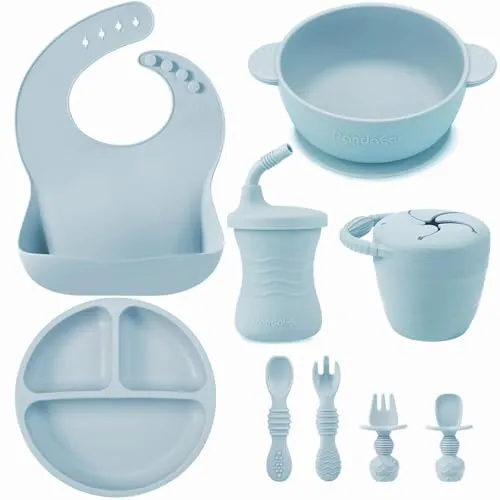 PandaEar Feeding Set Esslernset 9tlg Blau Silikon