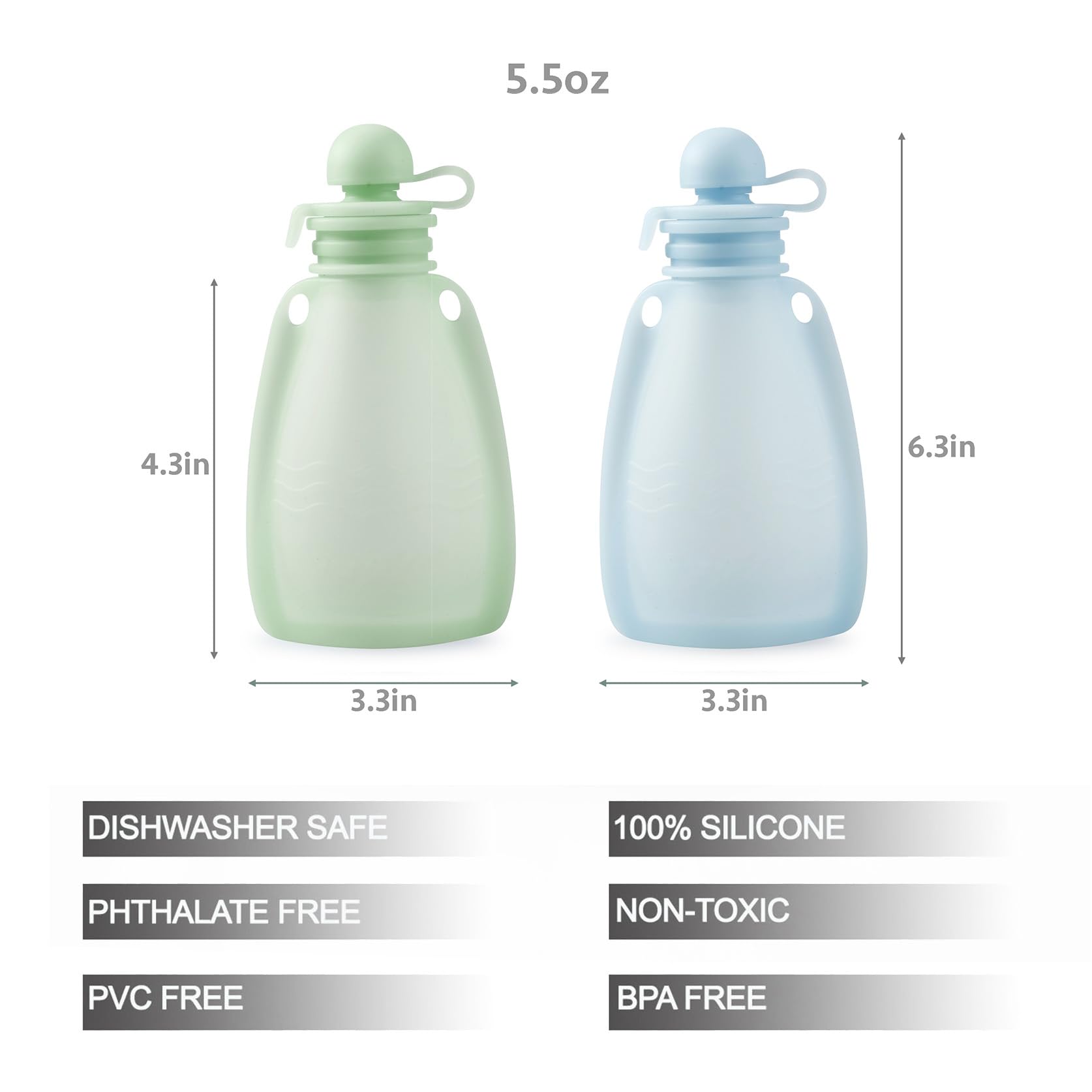 PandaEar Food Storage Quetschbeutel Snackbecher Blau Grün 4er