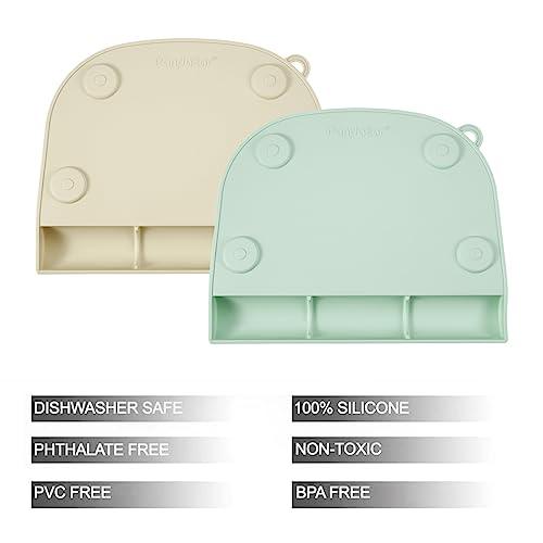 PandaEar Placemats Silikon Platzset Saugnapf 2er Grün Braun