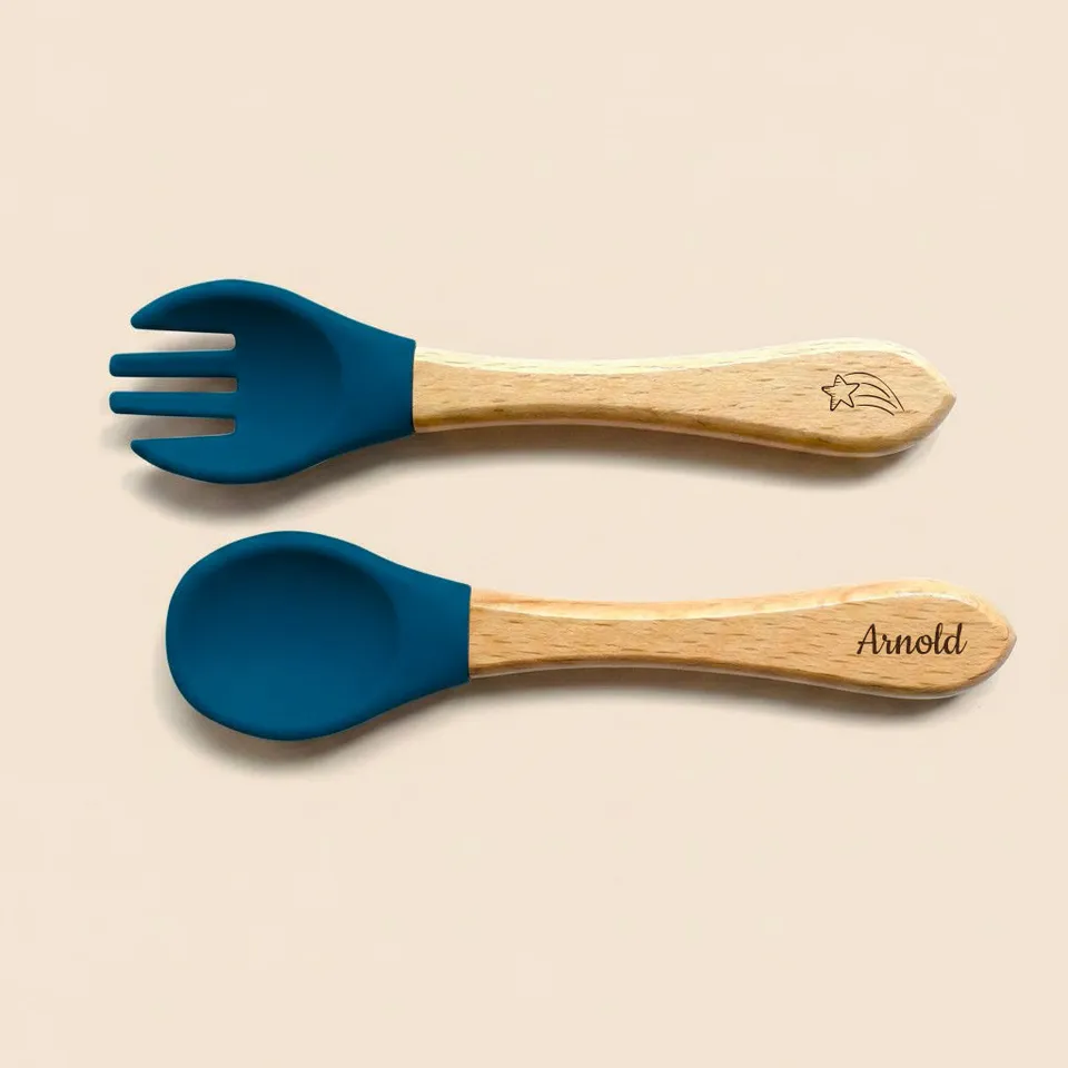Les Petits Citrons Le Repas Hubert Babybesteck Silikon Blau