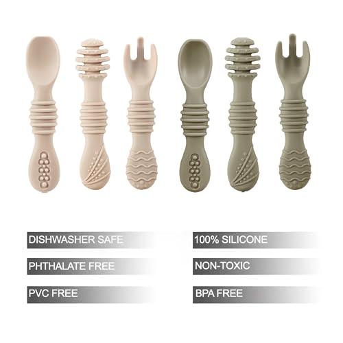 PandaEar Utensils Löffel & Gabeln Silikon-Besteck 6er-Pack BPA-frei