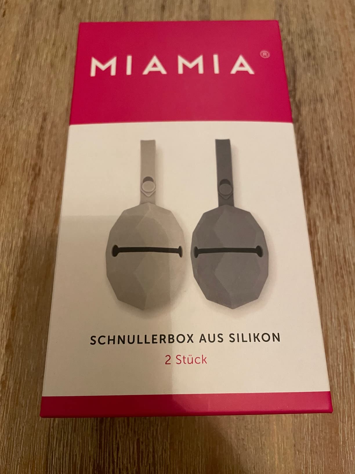 MiaMia Schnullerbox Set Silikon Grau 2er BPA-frei