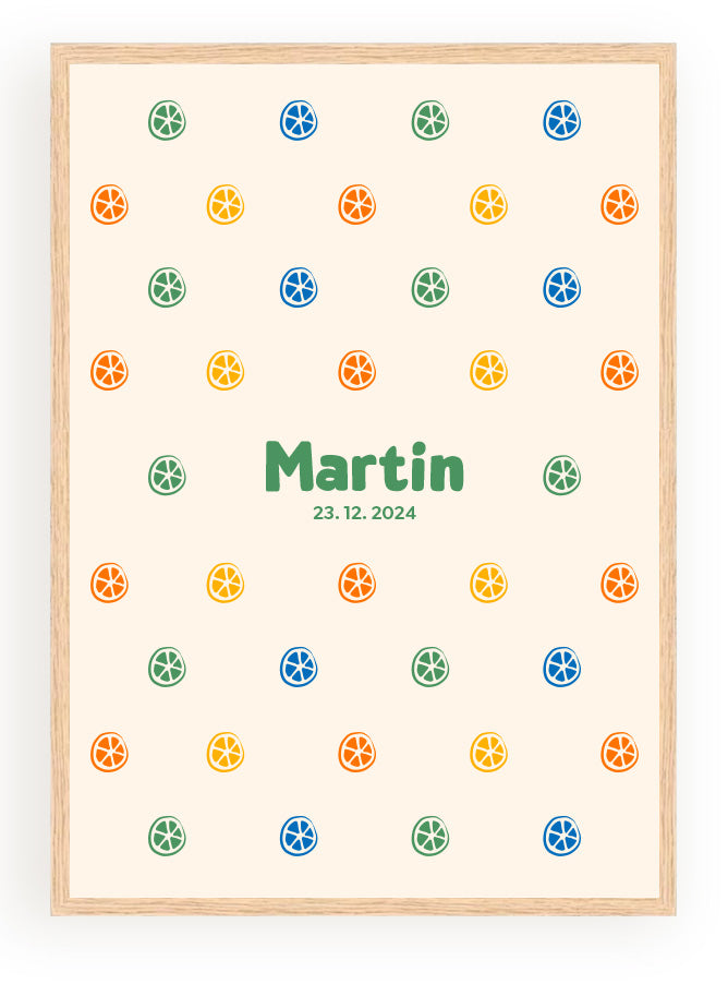 Les Petits Citrons La Papeterie Citrons Poster Grün A4 mit Rahmen