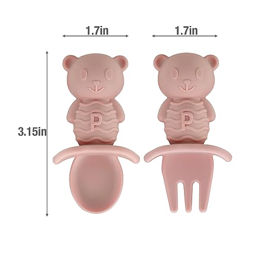 PandaEar Utensils Löffel Gabel Silikon 6er Rosa Grün